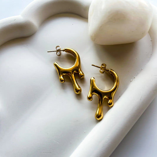 Golden Melted Hoops
