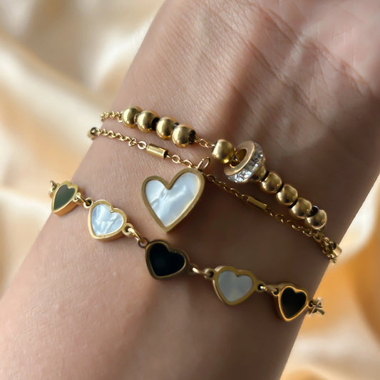 Heart Drop Dual Chain Bracelet