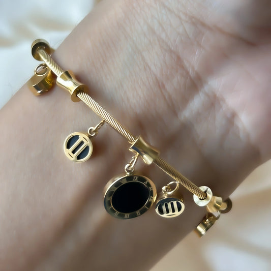 Midnight Black Charm Bangle
