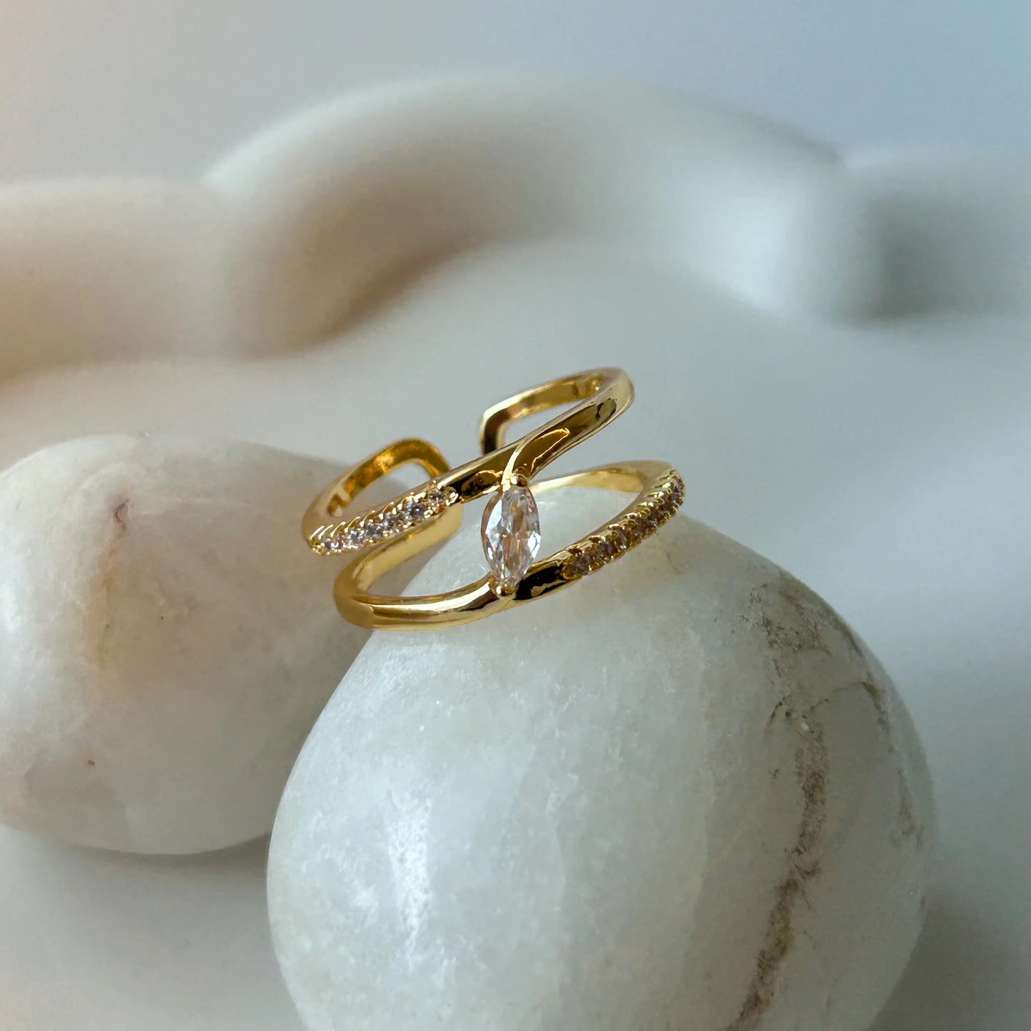 Studded Spiral Diamond Ring