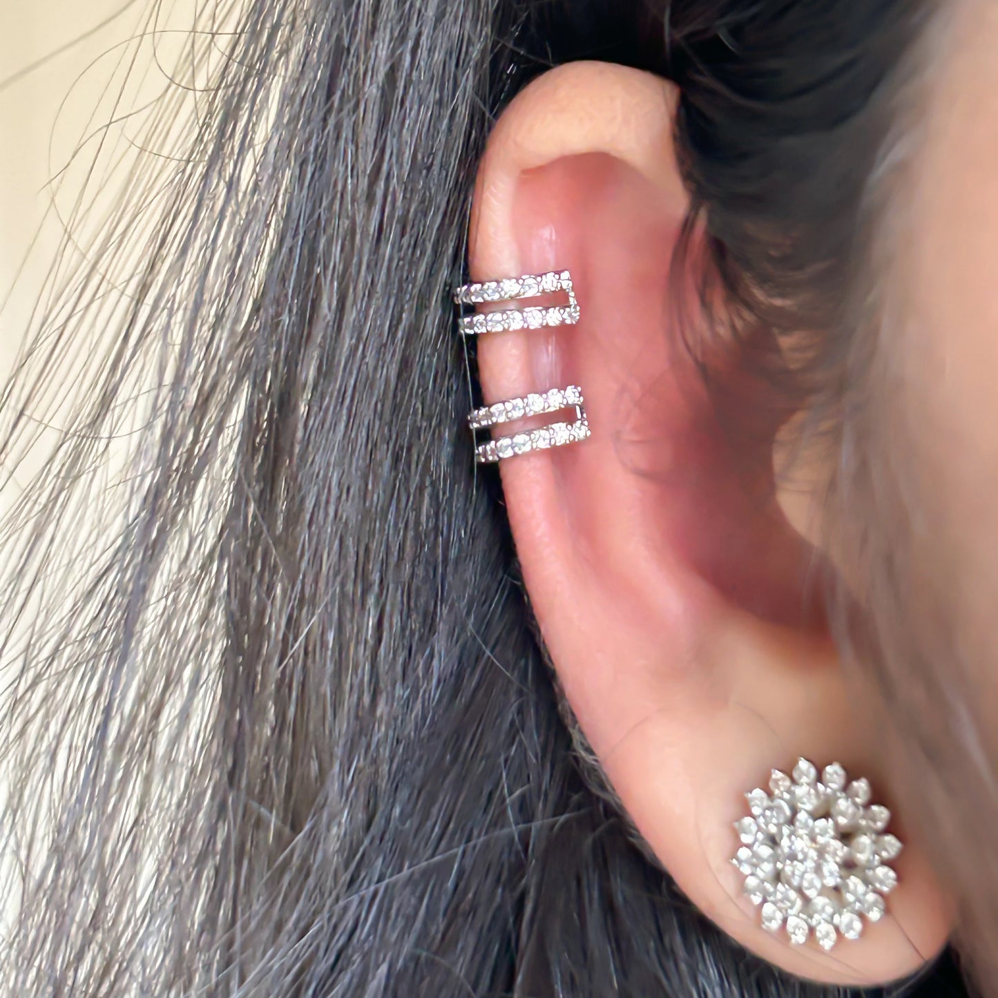 Aurora Diamond Ear Cuff (Silver)