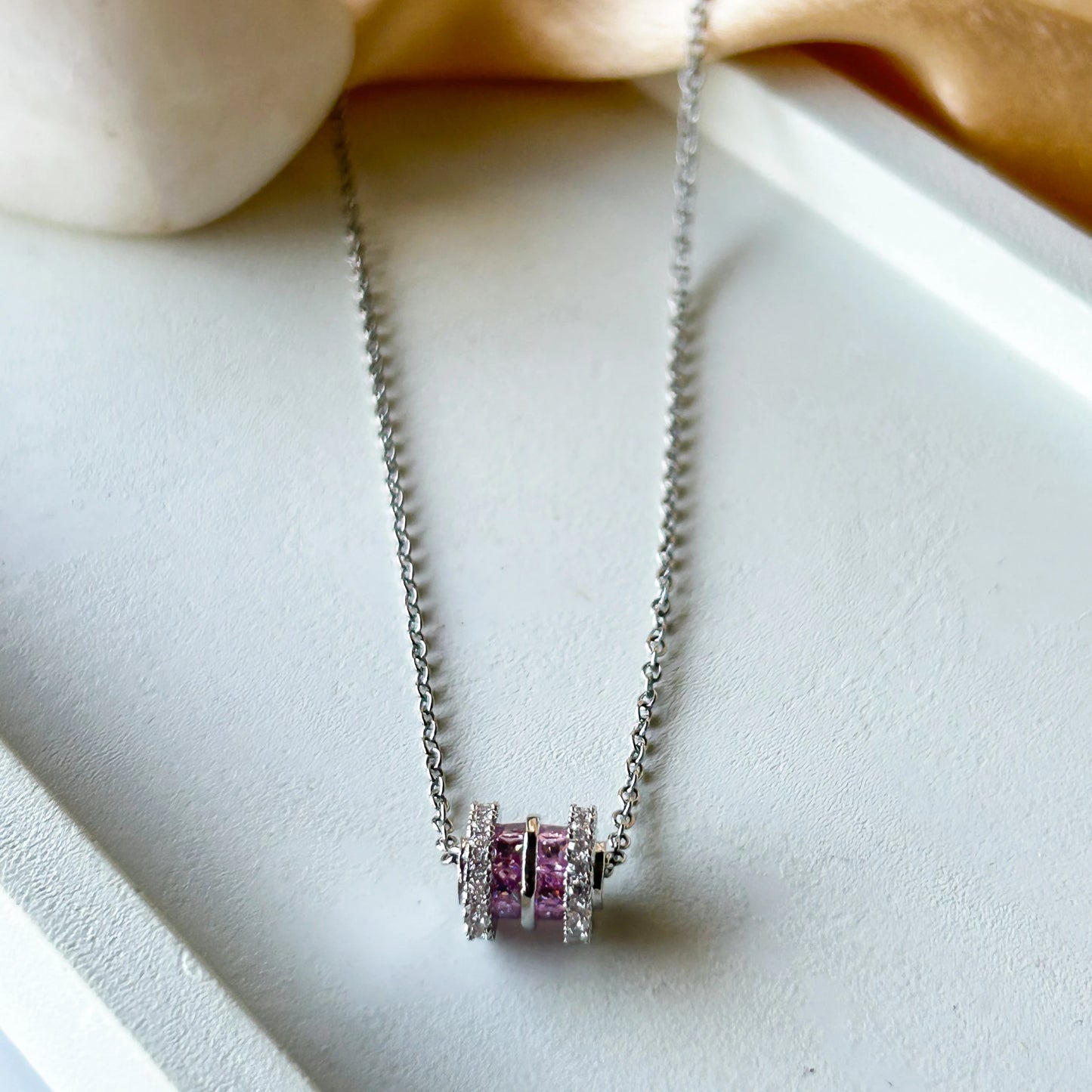 Blush Cylinder Pendant Necklace