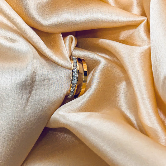 Dual Stone Gold Band Ring