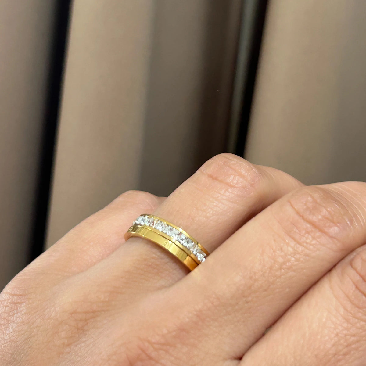 Dual Stone Gold Band Ring