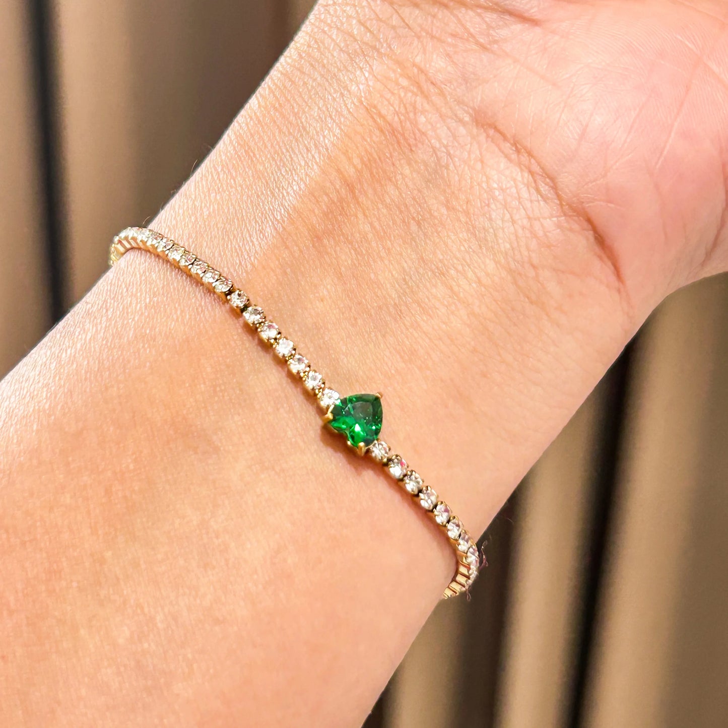 Emerald Heart Tennis Bracelet