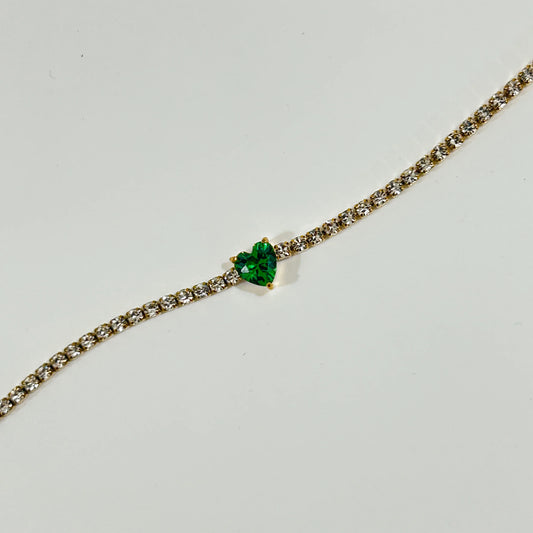 Emerald Heart Tennis Bracelet