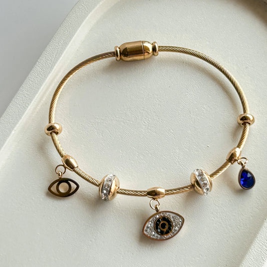Evil Eye Mini Charm Bangle