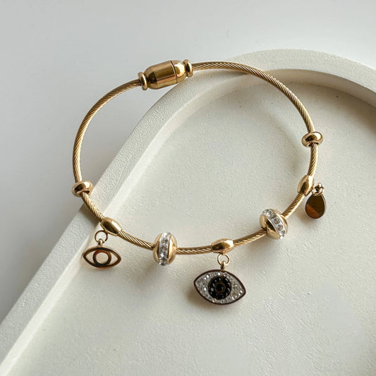 Evil Eye Mini Charm Bangle