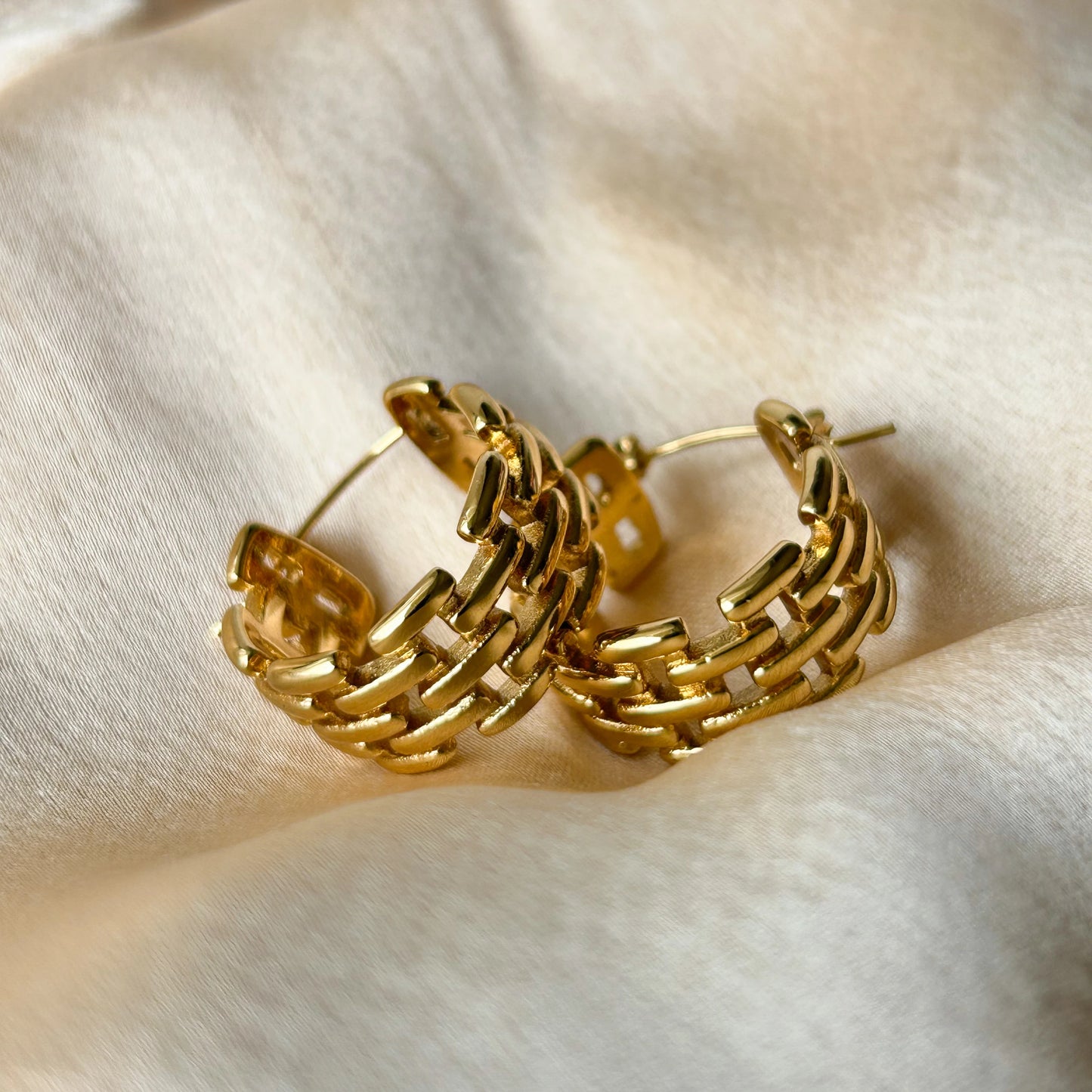 Golden Mesh Hoops