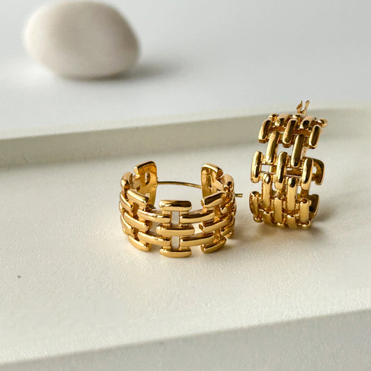 Golden Mesh Hoops