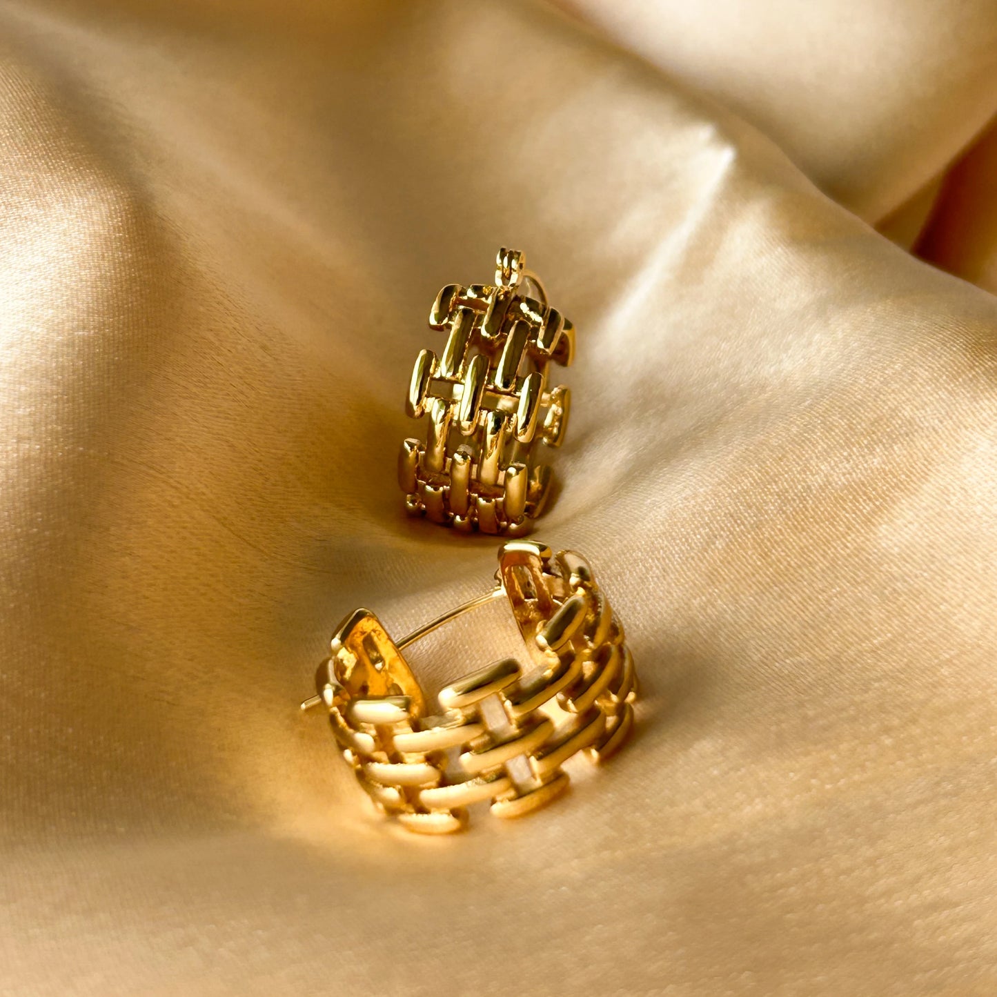 Golden Mesh Hoops