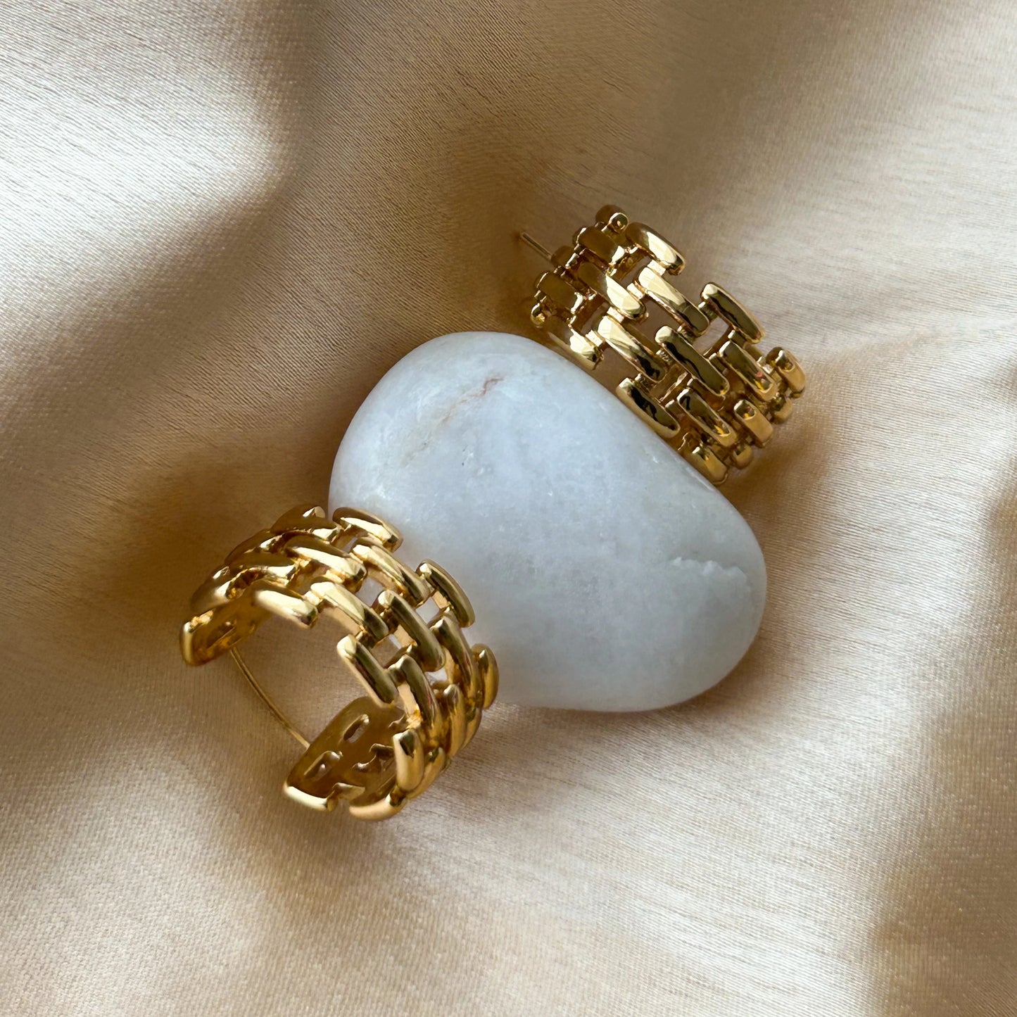 Golden Mesh Hoops