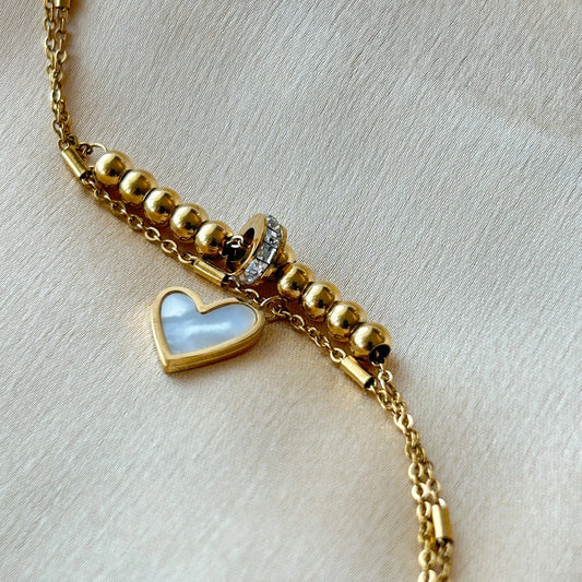 Heart Drop Dual Chain Bracelet