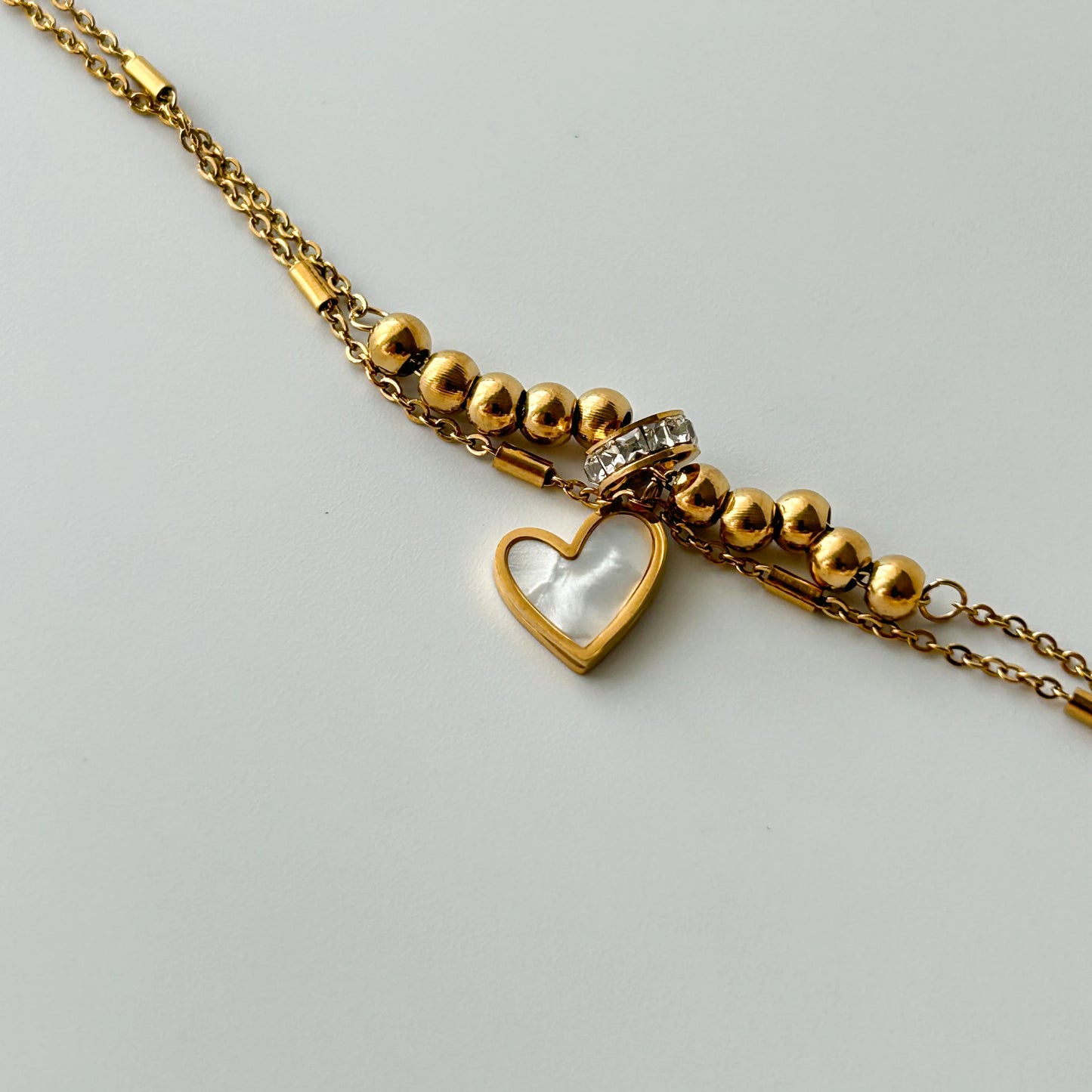 Heart Drop Dual Chain Bracelet