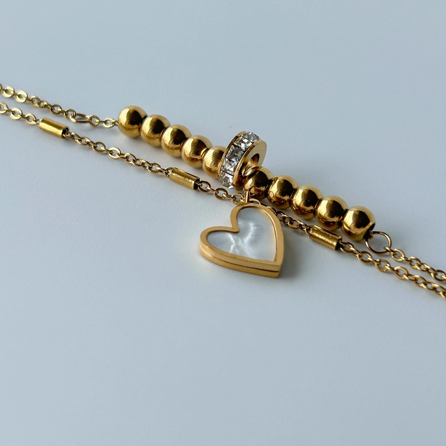 Heart Drop Dual Chain Bracelet