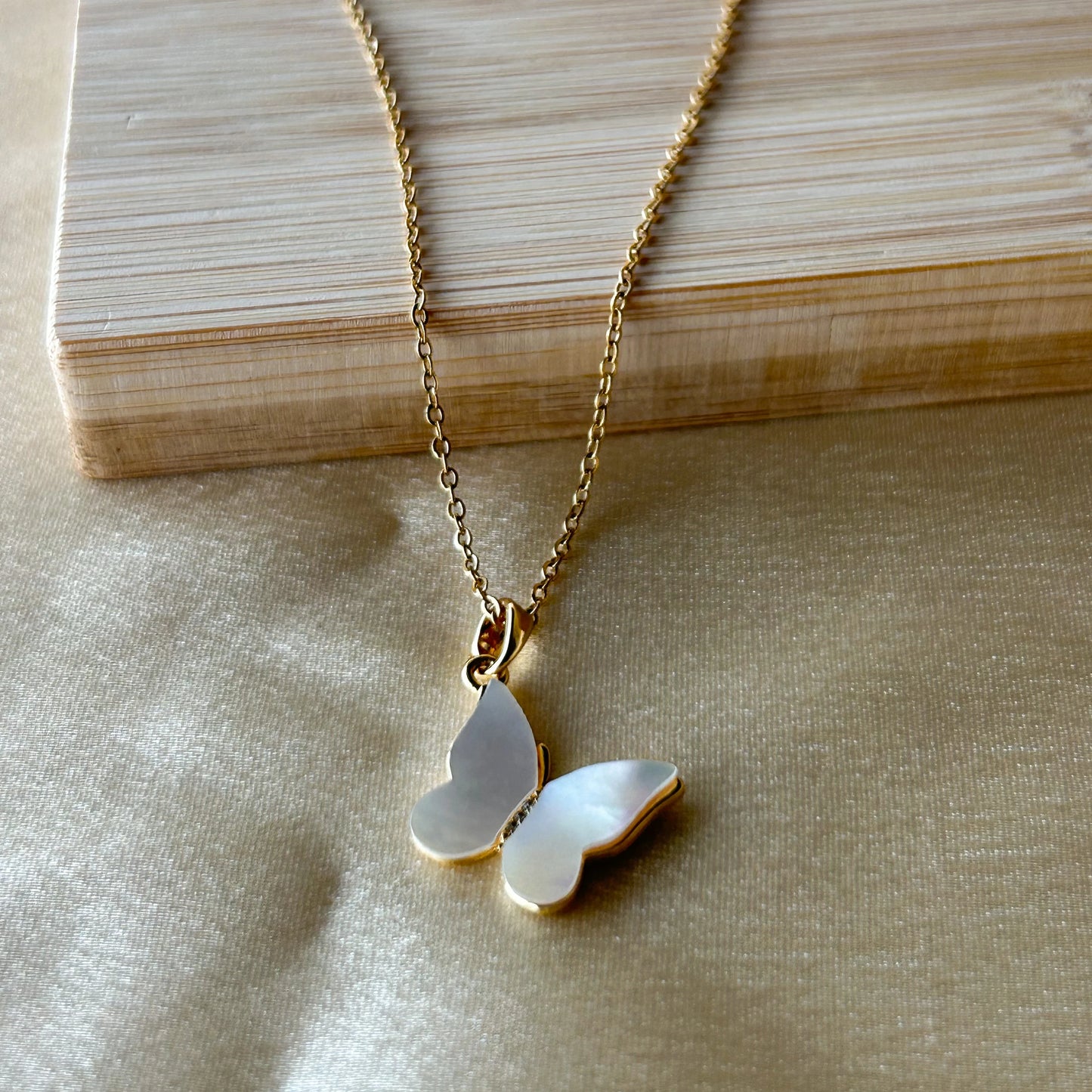 MOP Butterfly Pendant Necklace