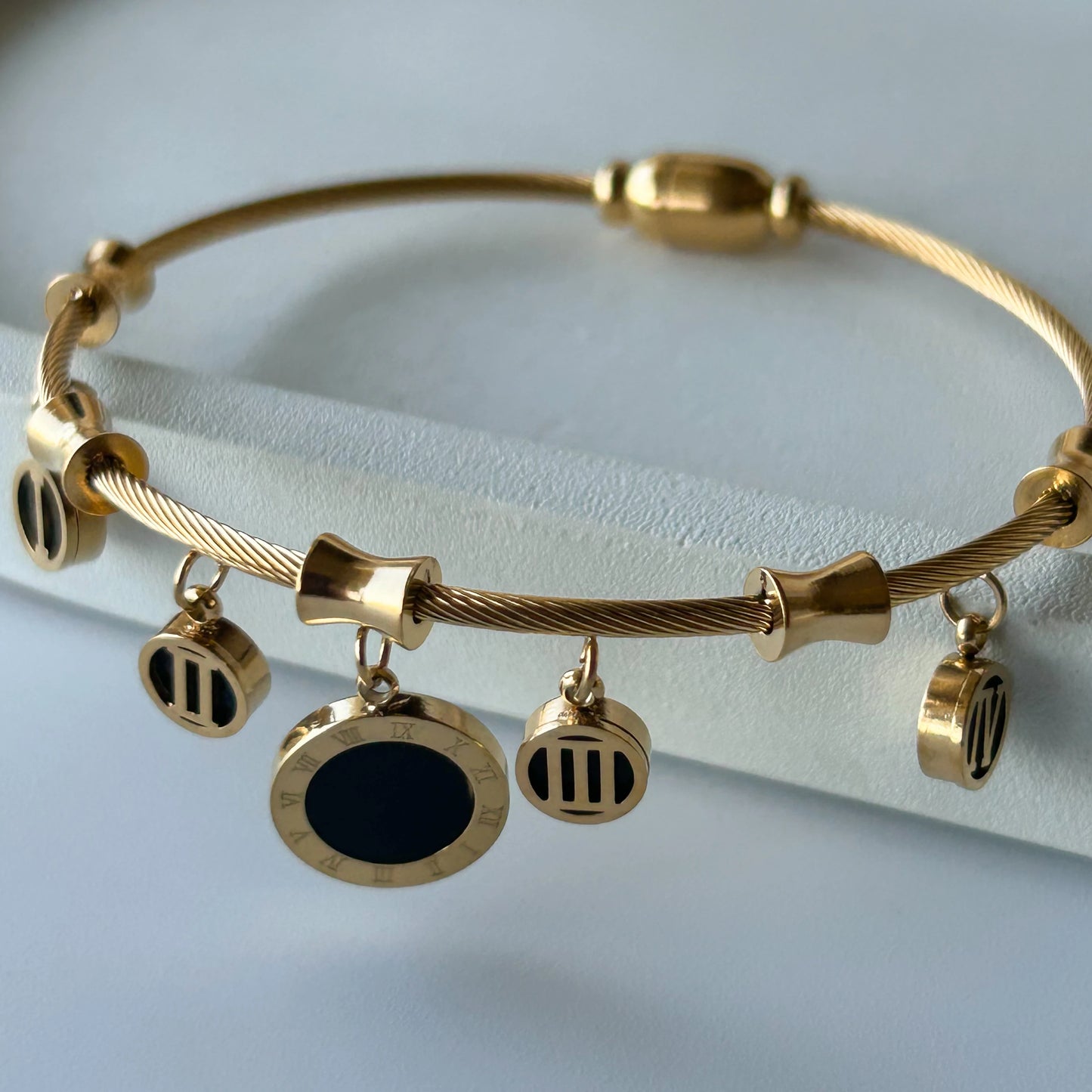 Midnight Black Charm Bangle