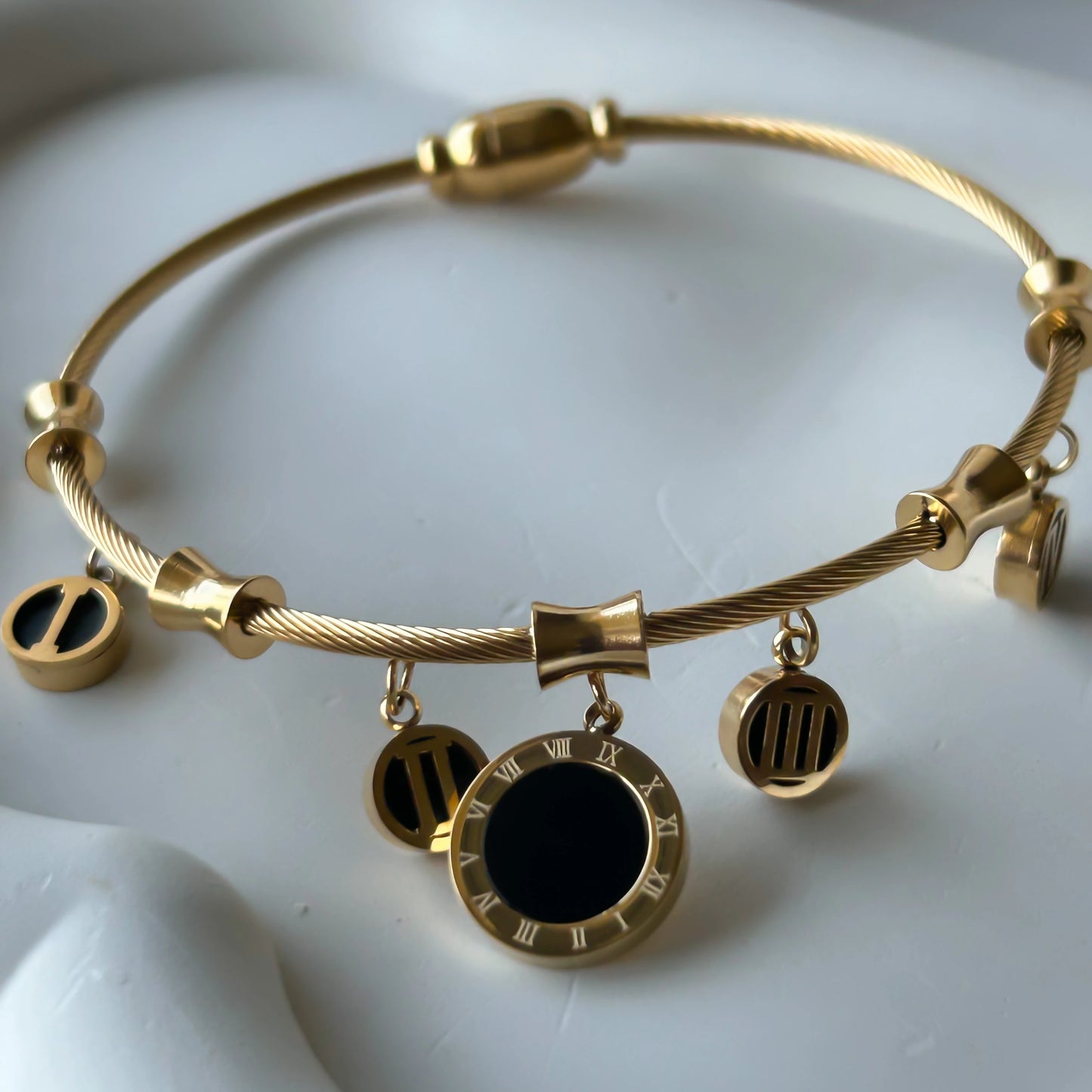 Midnight Black Charm Bangle