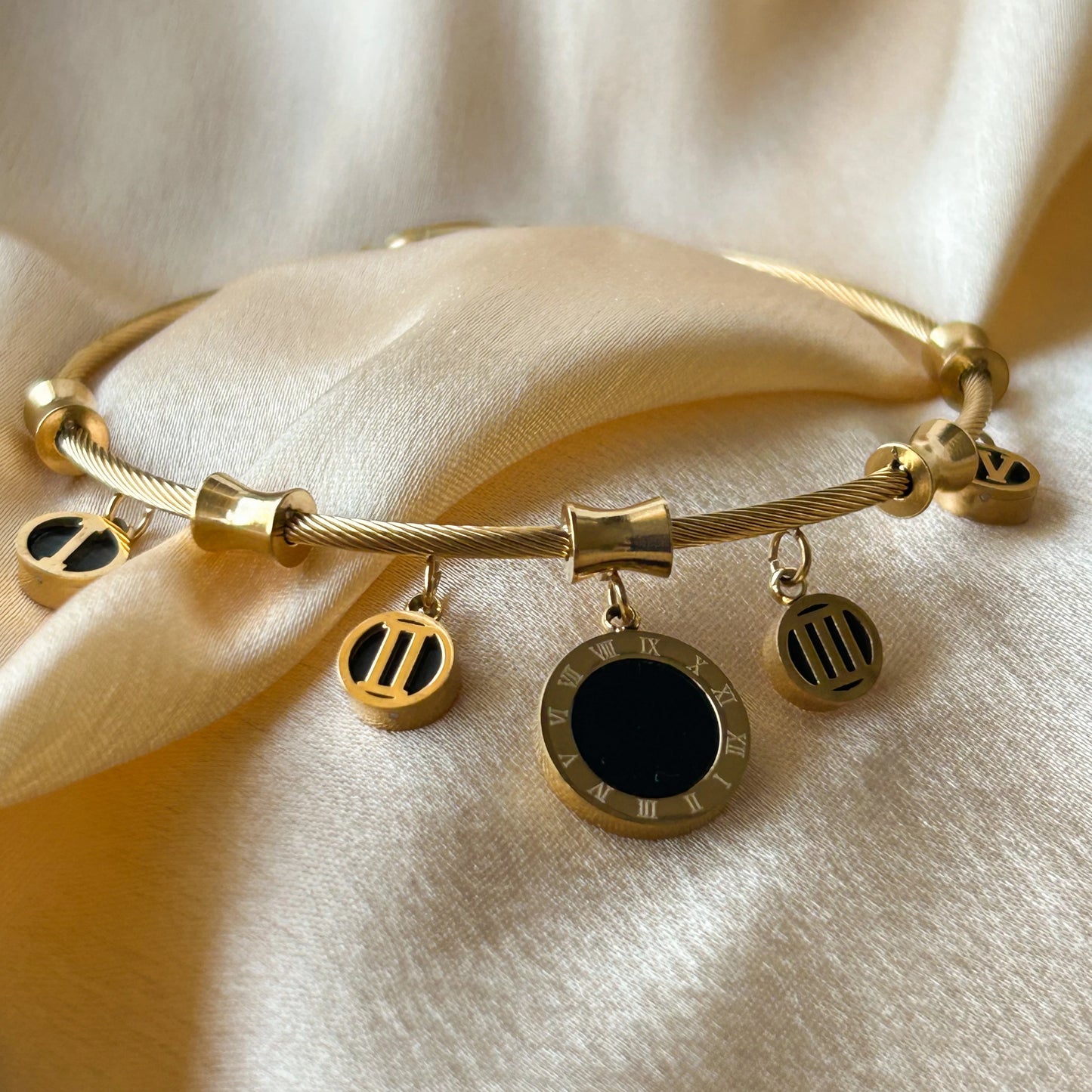 Midnight Black Charm Bangle