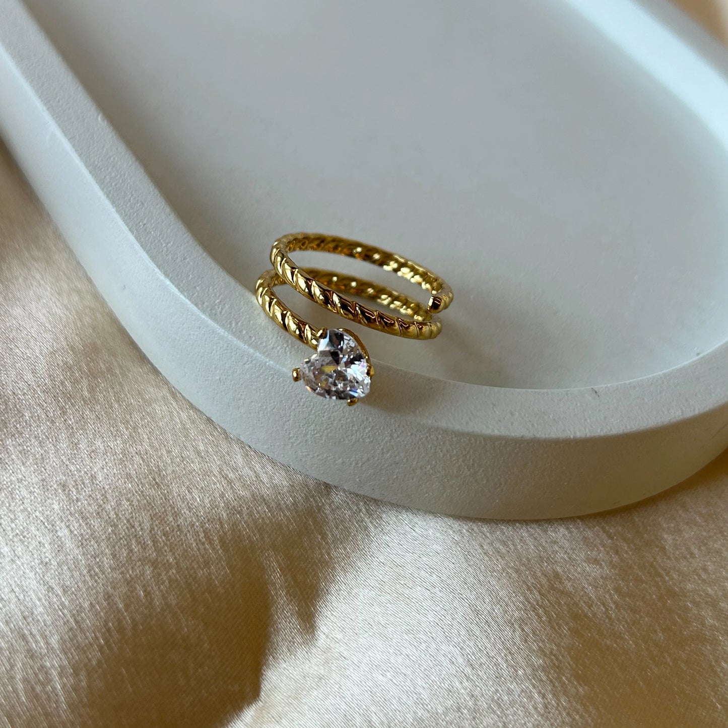 Spiral Heart Diamond Ring