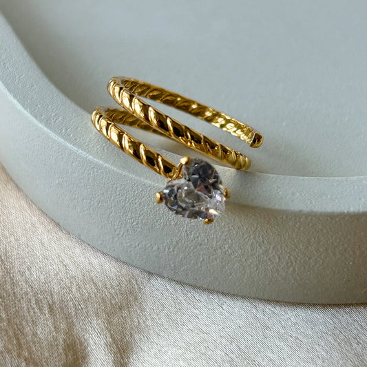 Spiral Heart Diamond Ring