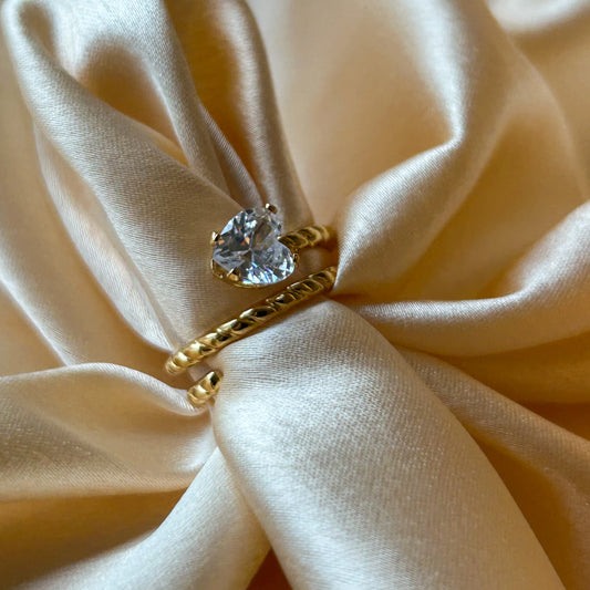 Spiral Heart Diamond Ring