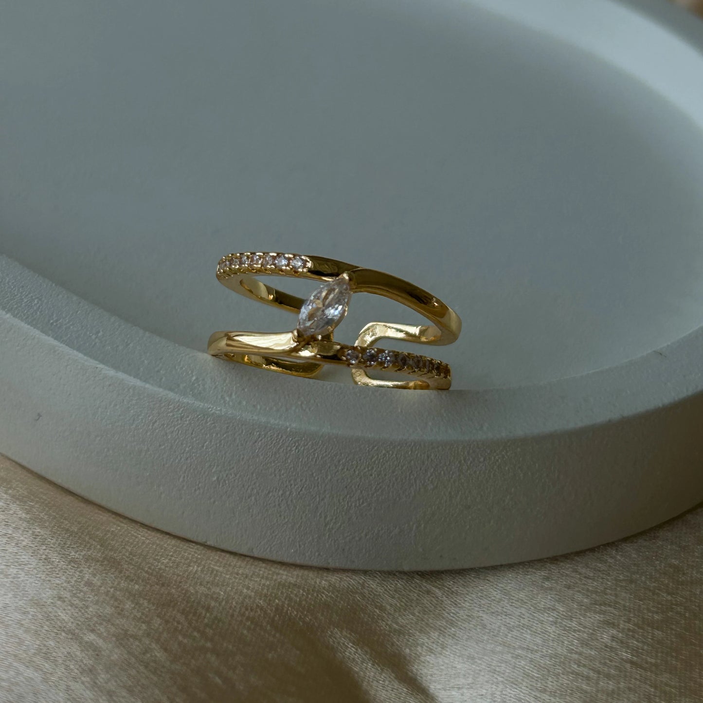 Studded Spiral Diamond Ring
