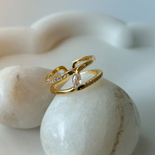 Studded Spiral Diamond Ring