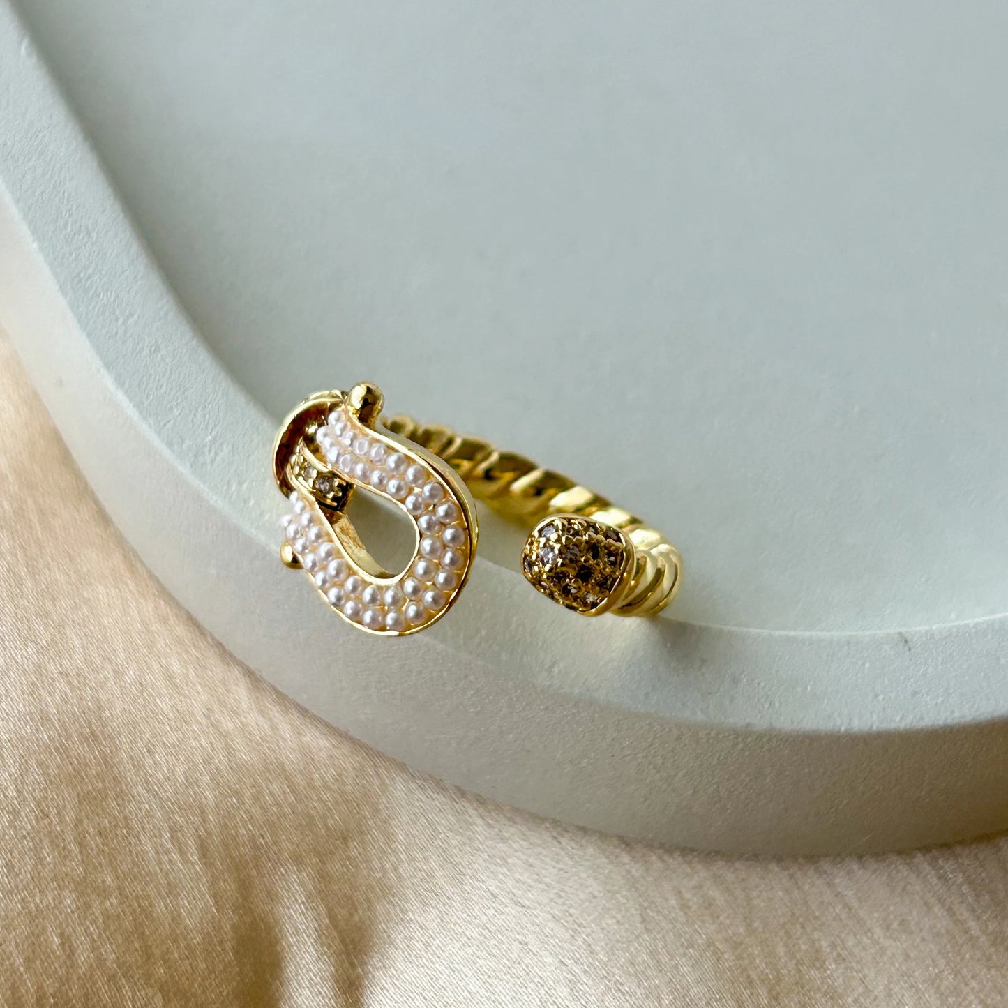 White Beaded Statement Ring