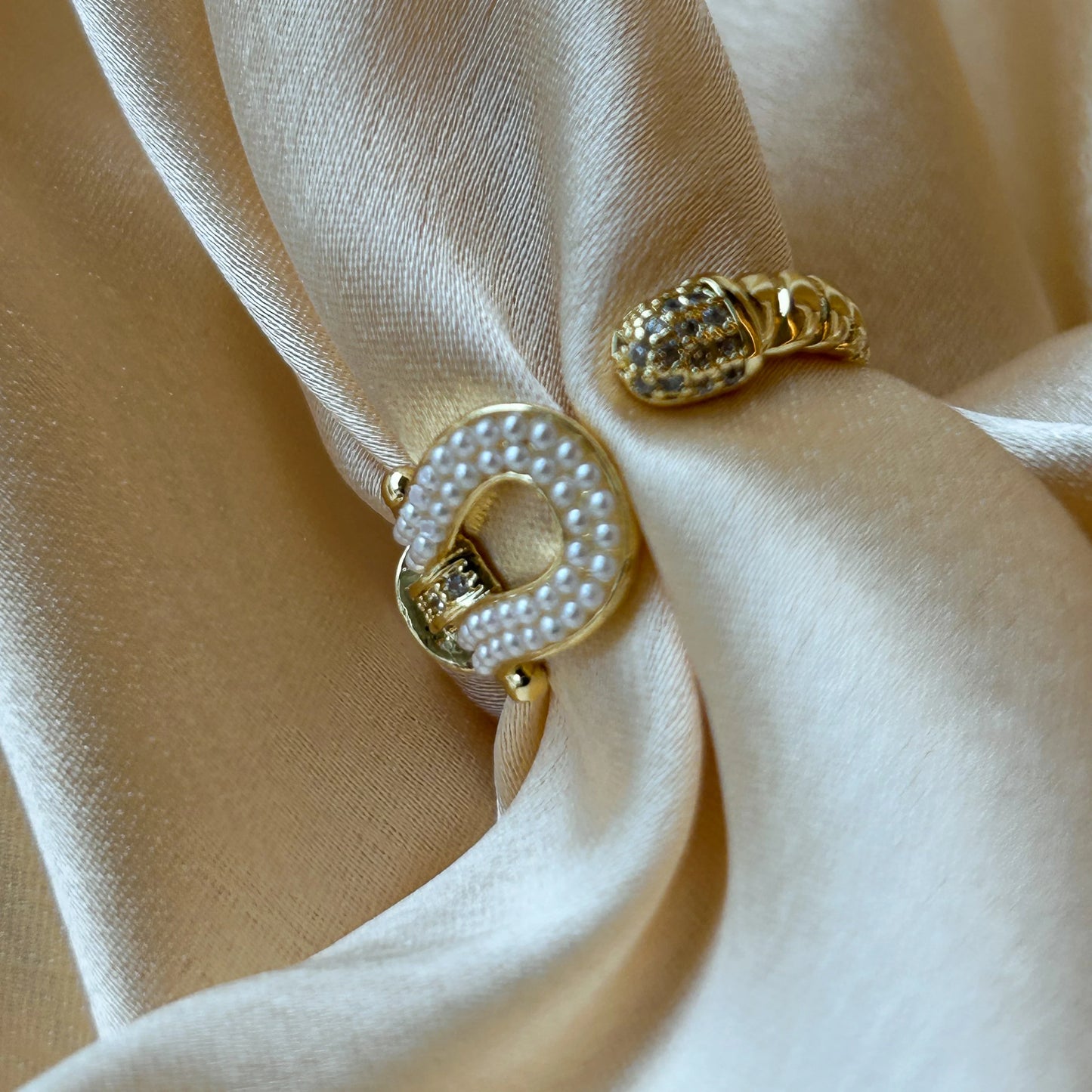 White Beaded Statement Ring